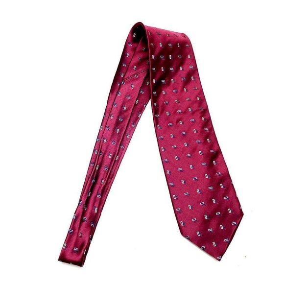 Hart Schaffner Marx Purple Silk Tie Woven Geometric Classic - Picture 6 of 6